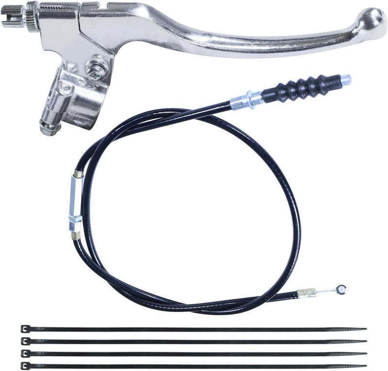 HOOUP 7/8" Dirt Bike Left Clutch Handle Lever and 38.9'' Clutch Cable for SSR110 SSR125 SSR140 Coolster M125 Apollo RFZ125 Tao Tao DB17 Baja Kayo Roketa Kinda Chinese Pit Dirt Bike Motorcycle Silver - Image 1
